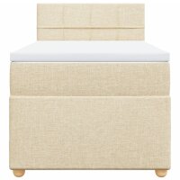 vidaXL Boxspringbett mit Matratze Creme 90x190 cm Stoff