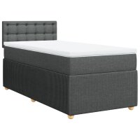 vidaXL Boxspringbett mit Matratze Dunkelgrau 90x190 cm Stoff