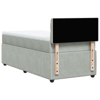 vidaXL Boxspringbett mit Matratze Hellgrau 90x190 cm Samt