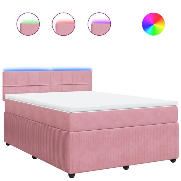 vidaXL Boxspringbett mit Matratze Rosa 160x200 cm Samt