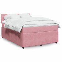 vidaXL Boxspringbett mit Matratze Rosa 160x200 cm Samt