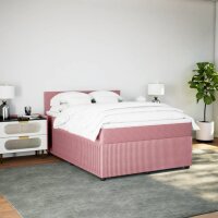 vidaXL Boxspringbett mit Matratze Rosa 160x200 cm Samt