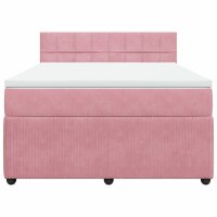 vidaXL Boxspringbett mit Matratze Rosa 160x200 cm Samt