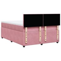 vidaXL Boxspringbett mit Matratze Rosa 160x200 cm Samt