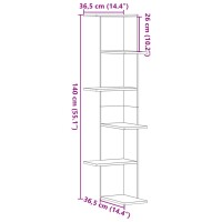 vidaXL Wand-Eckregal Grau Sonoma 36,5x36,5x140 cm Holzwerkstoff