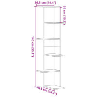 vidaXL Wand-Eckregal Betongrau 36,5x36,5x140 cm Holzwerkstoff