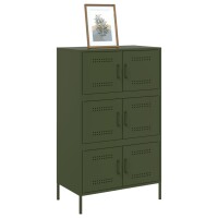 vidaXL Highboard Olivgr&uuml;n 68x39x113 cm Stahl