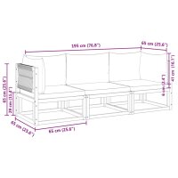 vidaXL 3-tlg. Garten-Sofagarnitur mit Kissen Massivholz Akazie