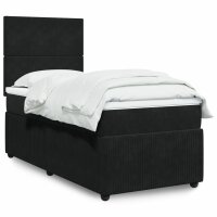 vidaXL Boxspringbett mit Matratze Schwarz 100x200 cm Samt