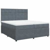 vidaXL Boxspringbett mit Matratze Dunkelgrau 200x200 cm Samt