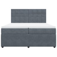 vidaXL Boxspringbett mit Matratze Dunkelgrau 200x200 cm Samt