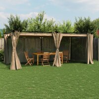 vidaXL Pavillon mit Vorh&auml;ngen Taupe 6x3 m Stahl