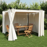 vidaXL Pavillon mit Vorhängen Creme 3x3 m Stahl