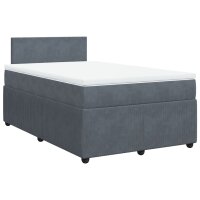 vidaXL Boxspringbett mit Matratze Dunkelgrau 120x190 cm Samt