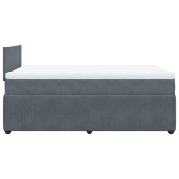 vidaXL Boxspringbett mit Matratze Dunkelgrau 120x190 cm Samt