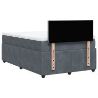 vidaXL Boxspringbett mit Matratze Dunkelgrau 120x190 cm Samt