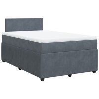 vidaXL Boxspringbett mit Matratze Dunkelgrau 120x200 cm Samt