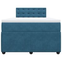 vidaXL Boxspringbett mit Matratze Blau 120x200 cm Samt