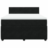 vidaXL Boxspringbett mit Matratze Schwarz 140x190 cm Samt