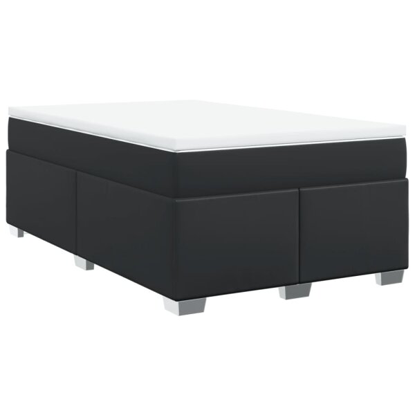 vidaXL Boxspringbett mit Matratze Schwarz 120x200 cm Kunstleder