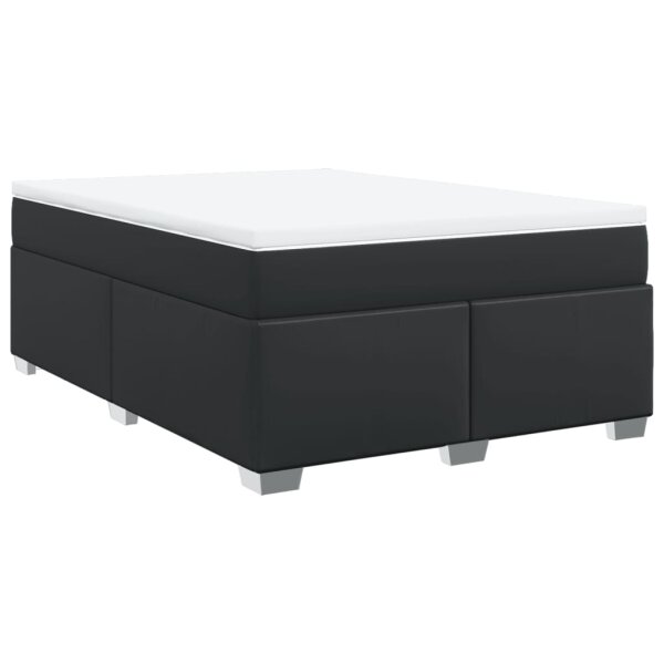 vidaXL Boxspringbett mit Matratze Schwarz 140x200 cm Kunstleder