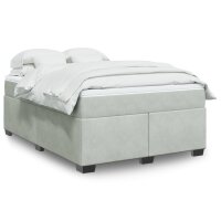 vidaXL Boxspringbett mit Matratze Hellgrau 140x200 cm Samt