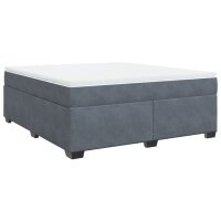 vidaXL Boxspringbett mit Matratze Dunkelgrau 180x200 cm Samt