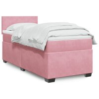 vidaXL Boxspringbett mit Matratze Rosa 80x200 cm Samt