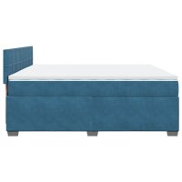 vidaXL Boxspringbett mit Matratze Blau 200x200 cm Samt