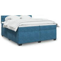 vidaXL Boxspringbett mit Matratze Blau 200x200 cm Samt