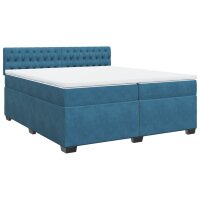 vidaXL Boxspringbett mit Matratze Blau 200x200 cm Samt