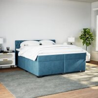 vidaXL Boxspringbett mit Matratze Blau 200x200 cm Samt