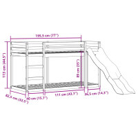 vidaXL Etagenbett mit Rutsche und Leiter 75x190 cm Massivholz Kiefer