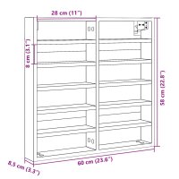 vidaXL Vitrinenschrank Wei&szlig; 60x8,5x58 cm Holzwerkstoff