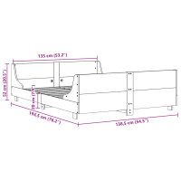 vidaXL Massivholzbett ohne Matratze 135x190 cm Kiefernholz