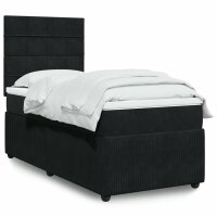 vidaXL Boxspringbett mit Matratze Schwarz 100x200 cm Samt