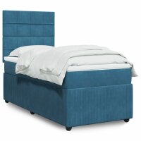 vidaXL Boxspringbett mit Matratze Blau 100x200 cm Samt