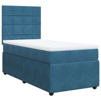 vidaXL Boxspringbett mit Matratze Blau 100x200 cm Samt