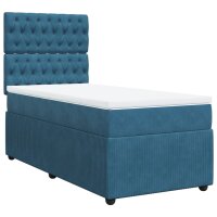 vidaXL Boxspringbett mit Matratze Blau 100x200 cm Samt