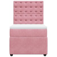 vidaXL Boxspringbett mit Matratze Rosa 100x200 cm Samt