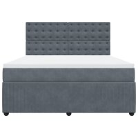 vidaXL Boxspringbett mit Matratze Dunkelgrau 180x200 cm Samt