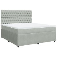 vidaXL Boxspringbett mit Matratze Hellgrau 180x200 cm Samt