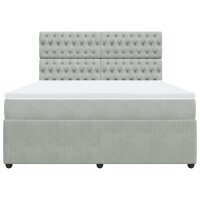 vidaXL Boxspringbett mit Matratze Hellgrau 180x200 cm Samt