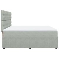 vidaXL Boxspringbett mit Matratze Hellgrau 180x200 cm Samt