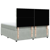 vidaXL Boxspringbett mit Matratze Hellgrau 180x200 cm Samt