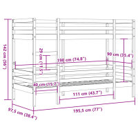 vidaXL Etagenbett Wei&szlig; 90x190 cm Massivholz Kiefer