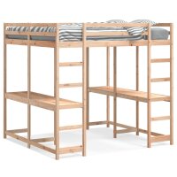 vidaXL Hochbett mit Schreibtisch &amp; Leiter 140x200 cm Massivholz Kiefer