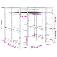 vidaXL Hochbett mit Schreibtisch &amp; Leiter Wei&szlig; 160x200 cm Kiefernholz