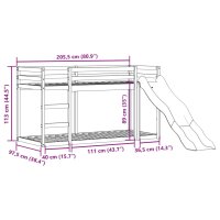 vidaXL Etagenbett mit Rutsche &amp; Leiter Wei&szlig; 90x200cm Massivholz Kiefer