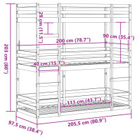 vidaXL Dreifach-Etagenbett Wei&szlig; 90x200 cm Massivholz Kiefer